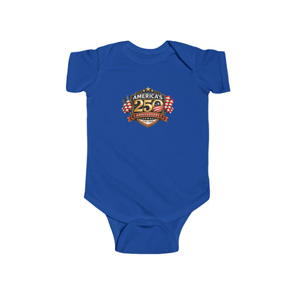 Infant Bodysuit - "America's 25th Anniversary" Patriotic Baby Onesie (USA Flag Emblem)