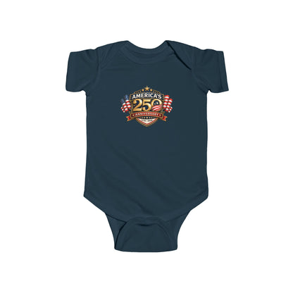 Infant Bodysuit - "America's 25th Anniversary" Patriotic Baby Onesie (USA Flag Emblem)