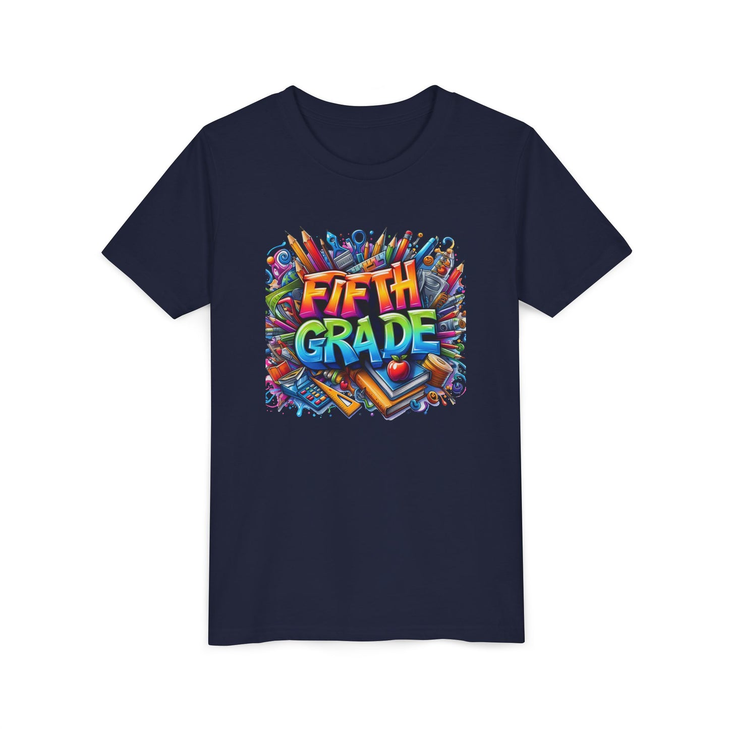 Fifth Grade Kid's Tee - Colorful School Supplies Back to School T-Shirt