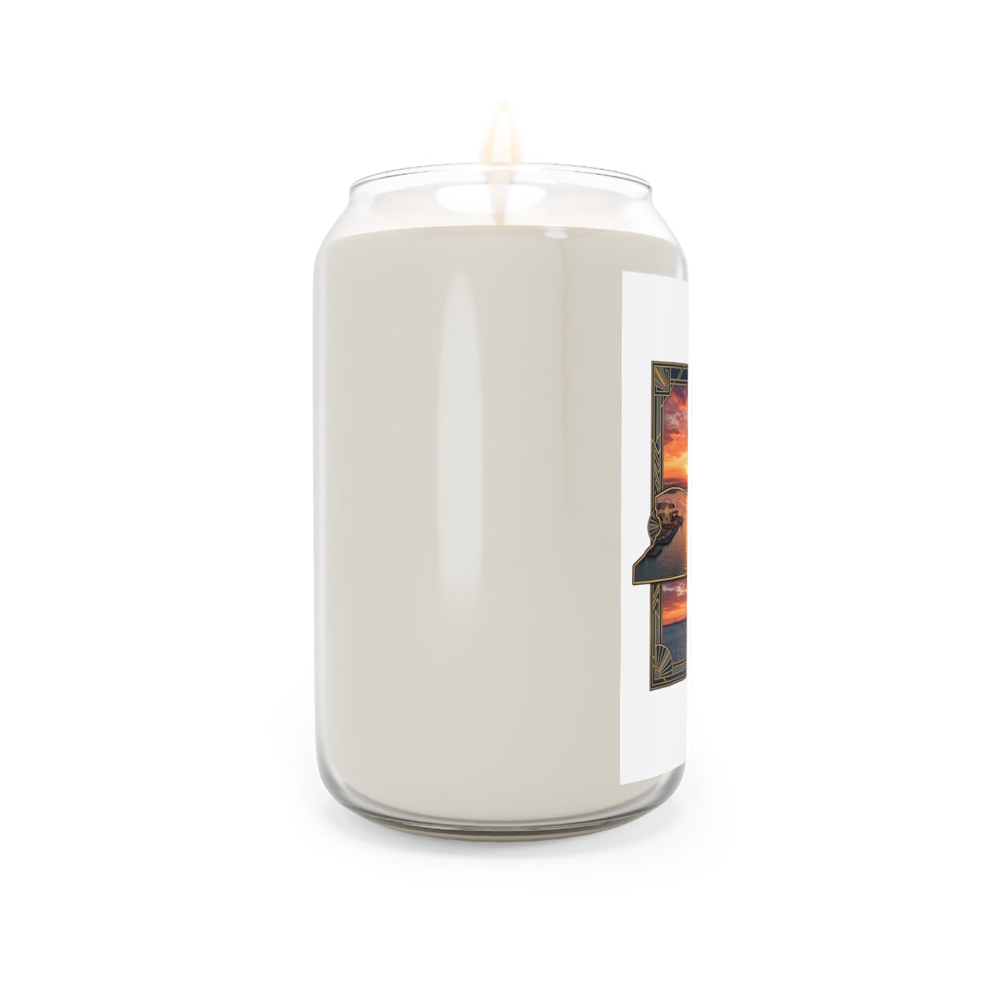 New York Sunset Scented Soy Candle — 13.75 oz (Empire State Collage)