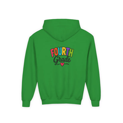 Fourth Grade Hoodie — Colorful Kids School Sweatshirt (“Fourth Grade” with Heart)