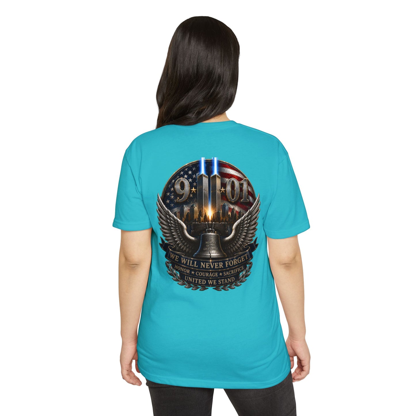 9/11 Never Forget Memorial T-Shirt — Twin Towers Tribute Tee