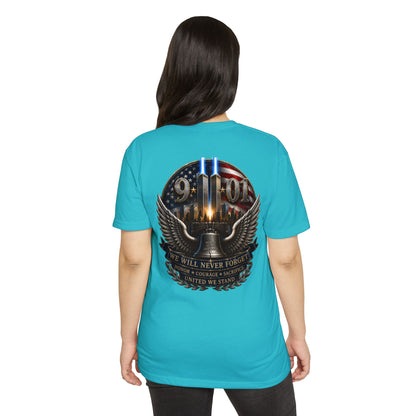 9/11 Never Forget Memorial T-Shirt — Twin Towers Tribute Tee