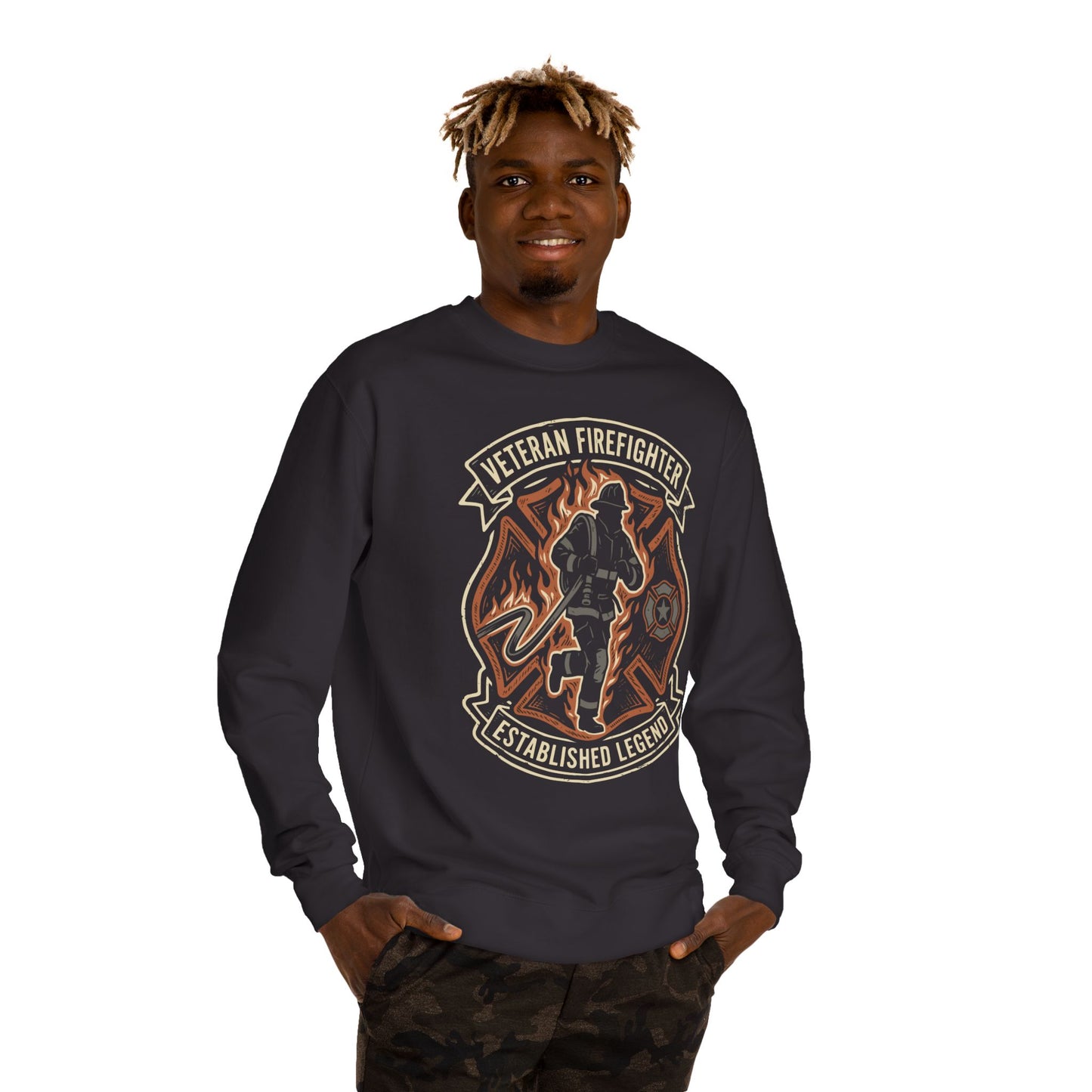 Veteran Firefighter Crewneck Sweatshirt - "Established Legend" Tribute