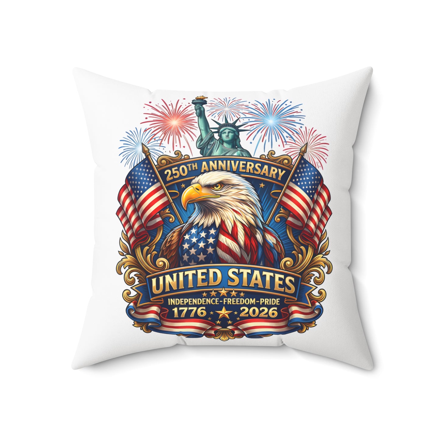 United States 250th Anniversary Eagle Throw Pillow — 1776–2026 Patriotic Decorative Pillow