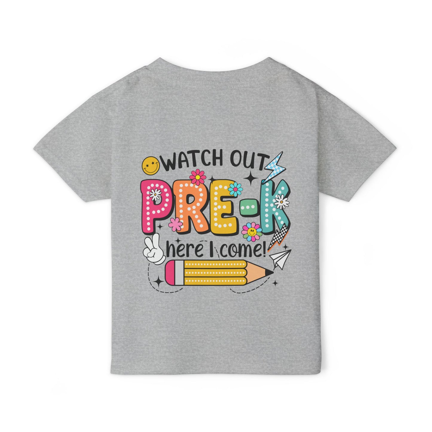Toddler T-Shirt — "Watch Out Pre-K Here I Come!" Back-to-School Graphic Tee