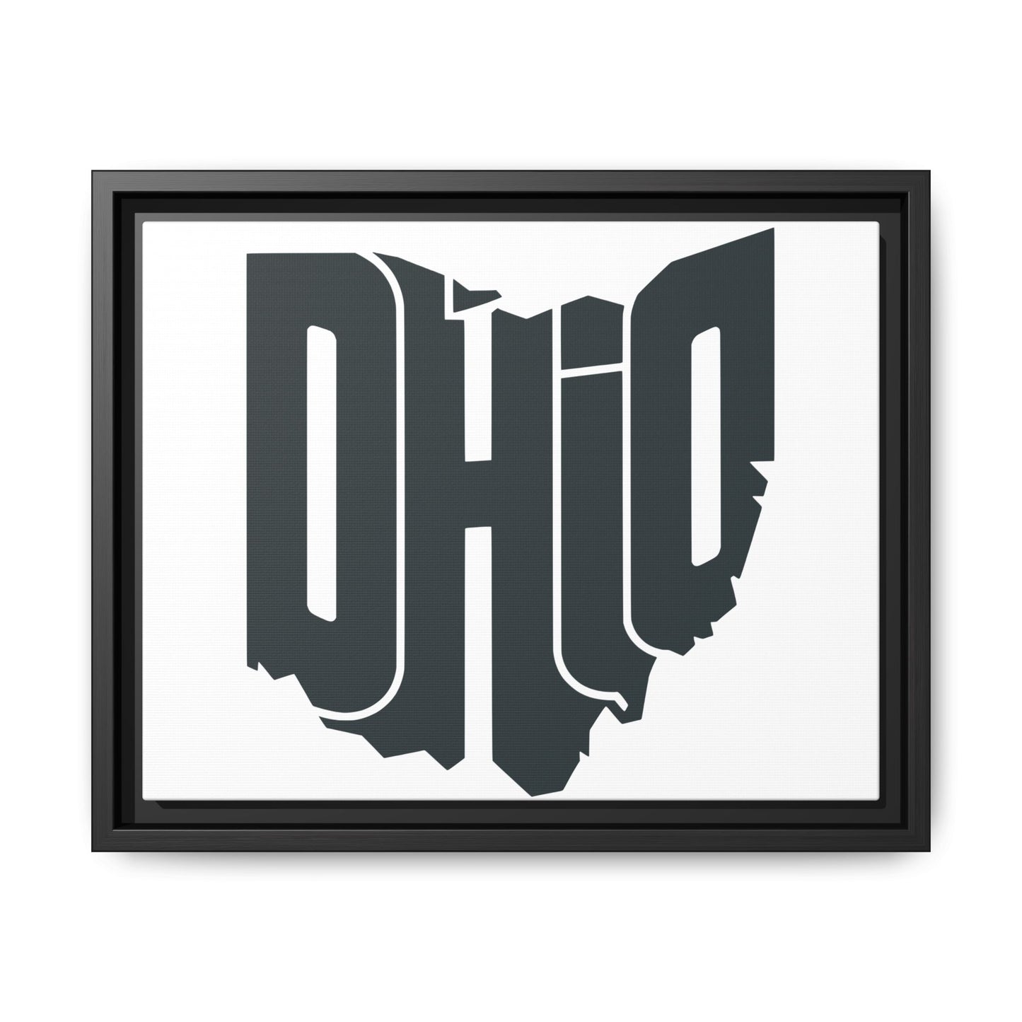 Ohio State Silhouette Matte Framed Canvas — Modern State Wall Art