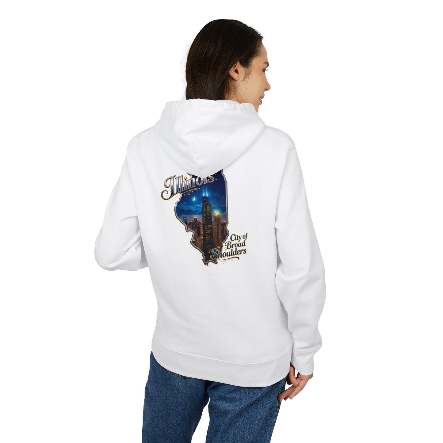 Illinois Skyline Hoodie — "City of Broad Shoulders" Retro State Map
