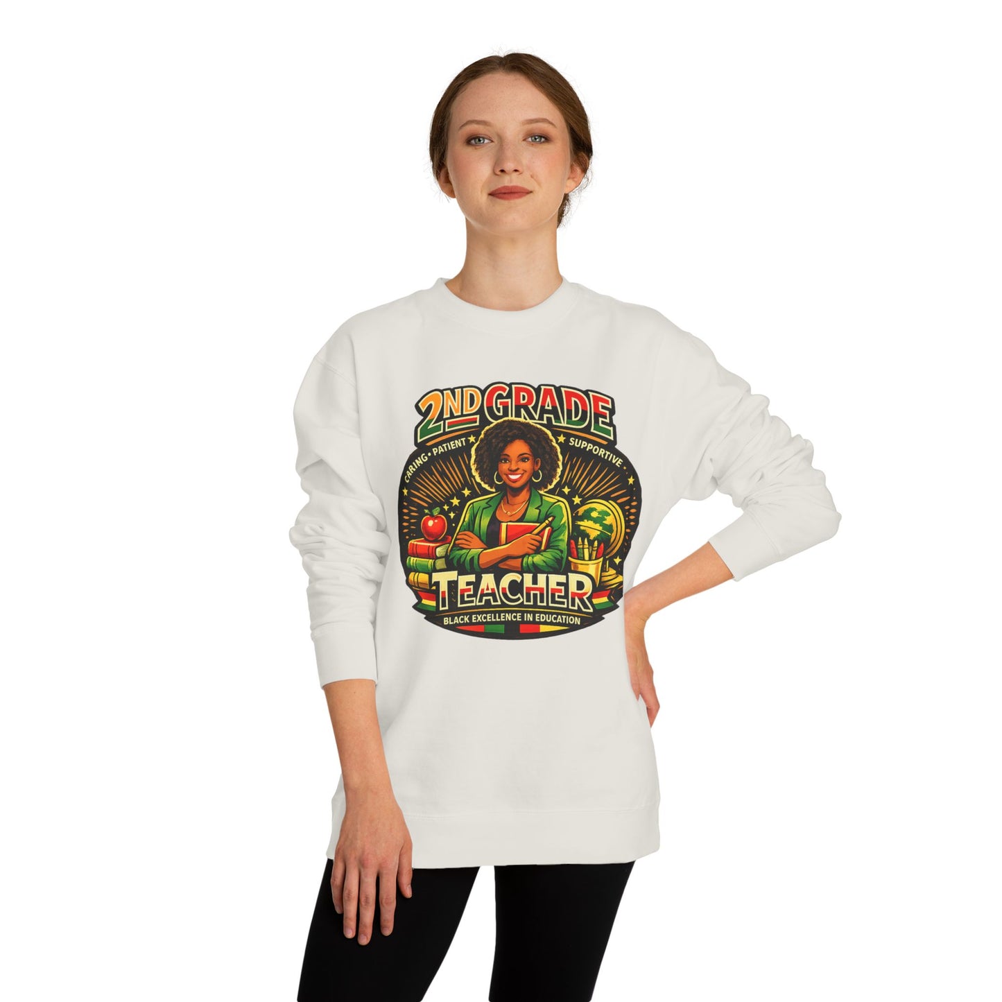 2nd Grade Teacher Sweatshirt — Proud Black Educator Crewneck
