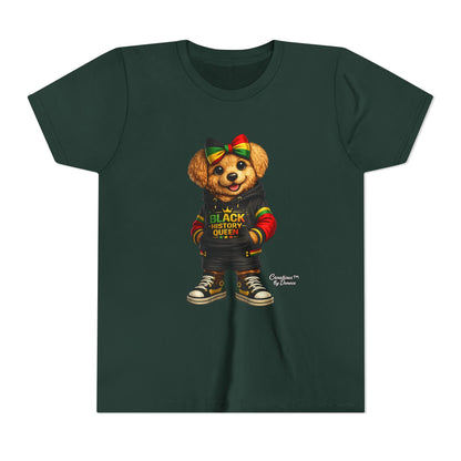 Youth Tee — Black History Queen Bear Graphic T-Shirt