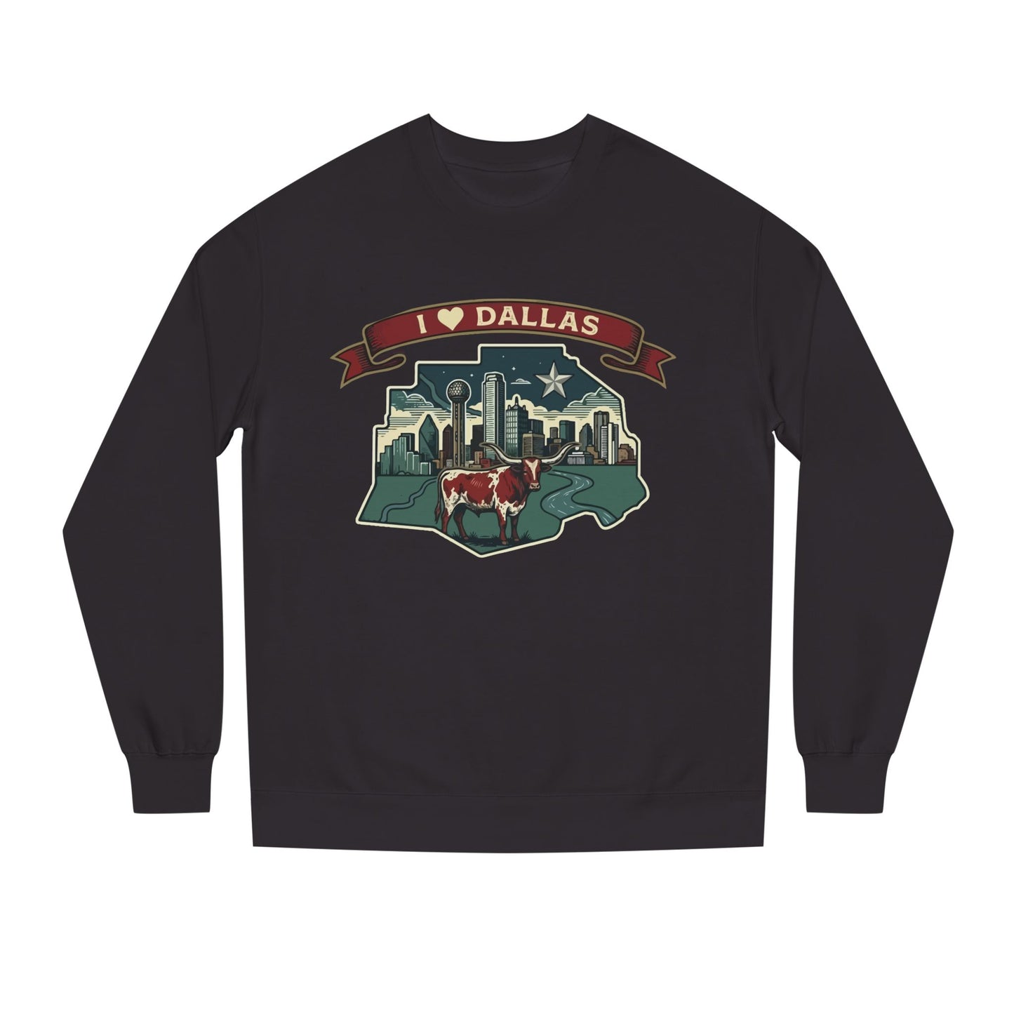 I  Dallas Skyline Sweatshirt — Vintage Texas Cityscape Crewneck