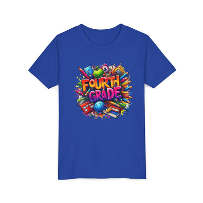 Fourth Grade Youth T‑Shirt – Colorful School Supplies Back to School Tee