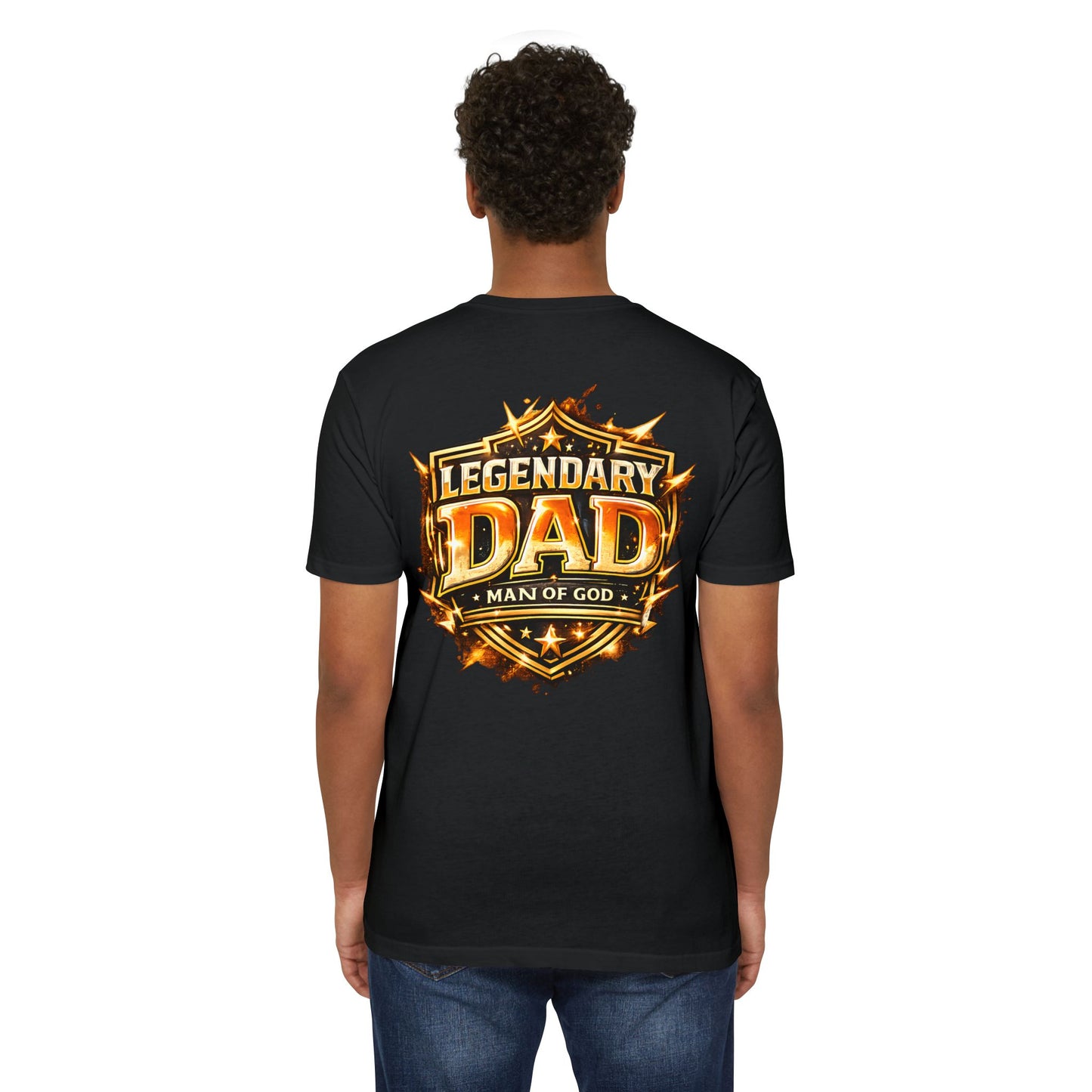 Legendary Dad T-Shirt – "Man of God" Shield Design