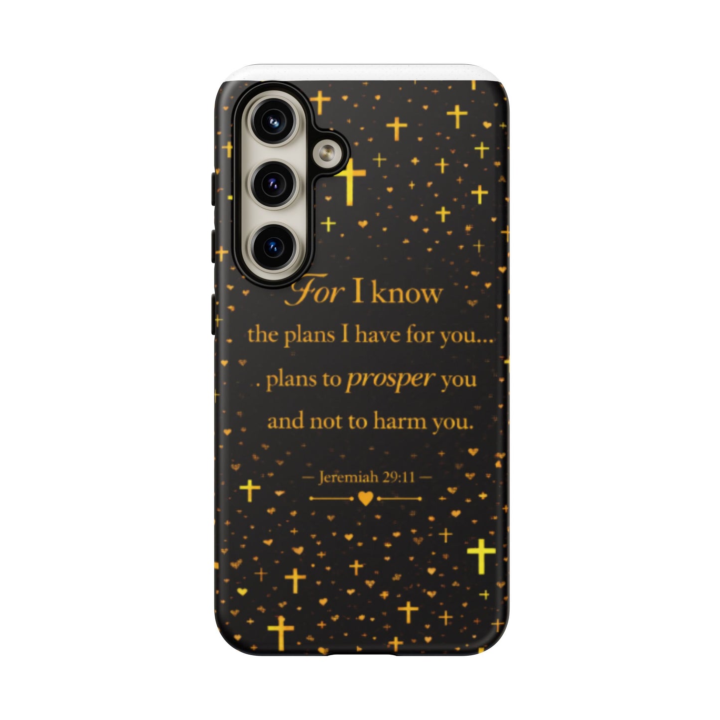 Phone Case — "For I Know" Jeremiah 29:11 Gold Cross Christian Tough Case