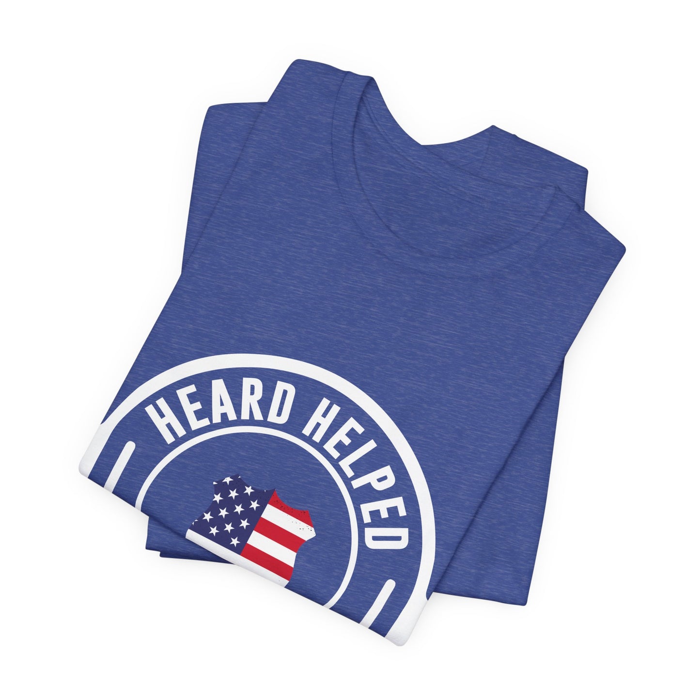 Headset Logo T-Shirt — "Heard Helped Saved" American Flag Design