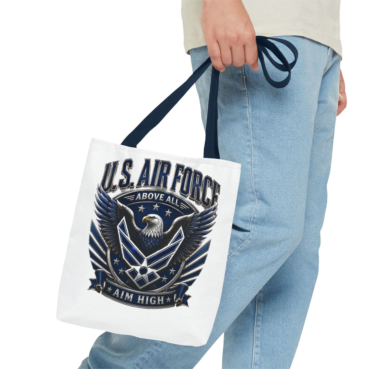 U.S. Air Force Eagle Tote Bag - "Aim High" Military Canvas Tote