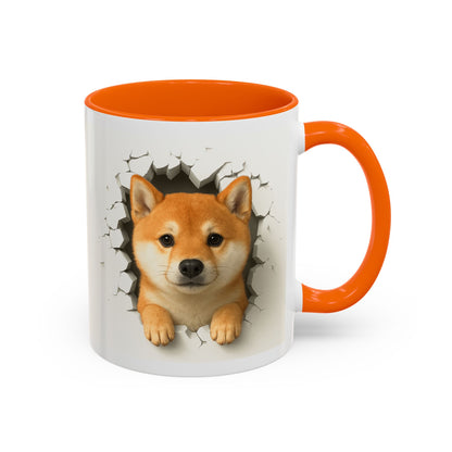 Shiba Inu Peeking Accent Coffee Mug – Cute Dog Lover Gift (11oz, 15oz)