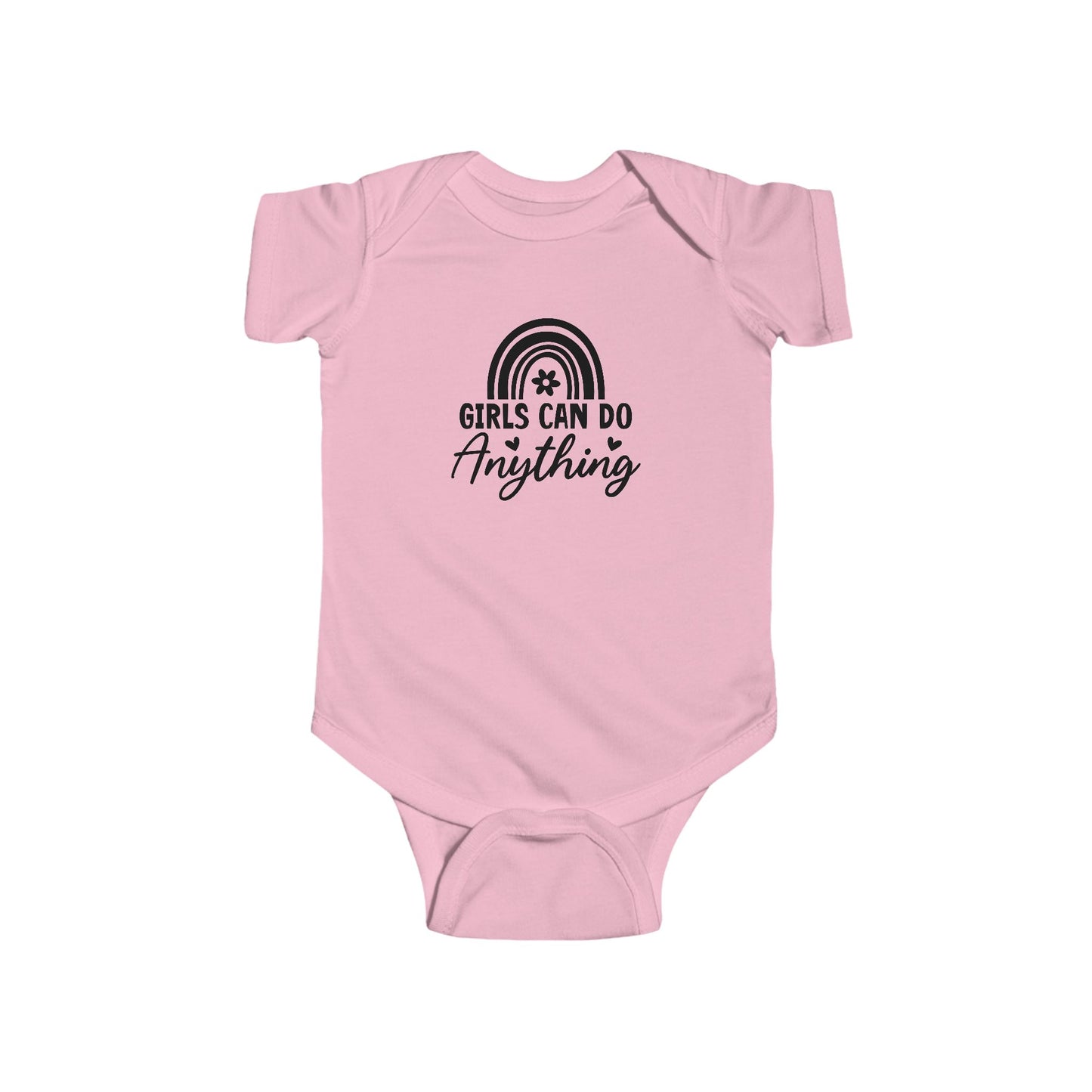 Girls Can Do Anything Infant Bodysuit — Empowering Baby Onesie with Rainbow Graphic