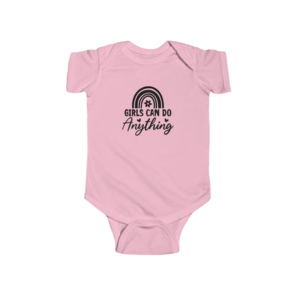 Girls Can Do Anything Infant Bodysuit — Empowering Baby Onesie with Rainbow Graphic