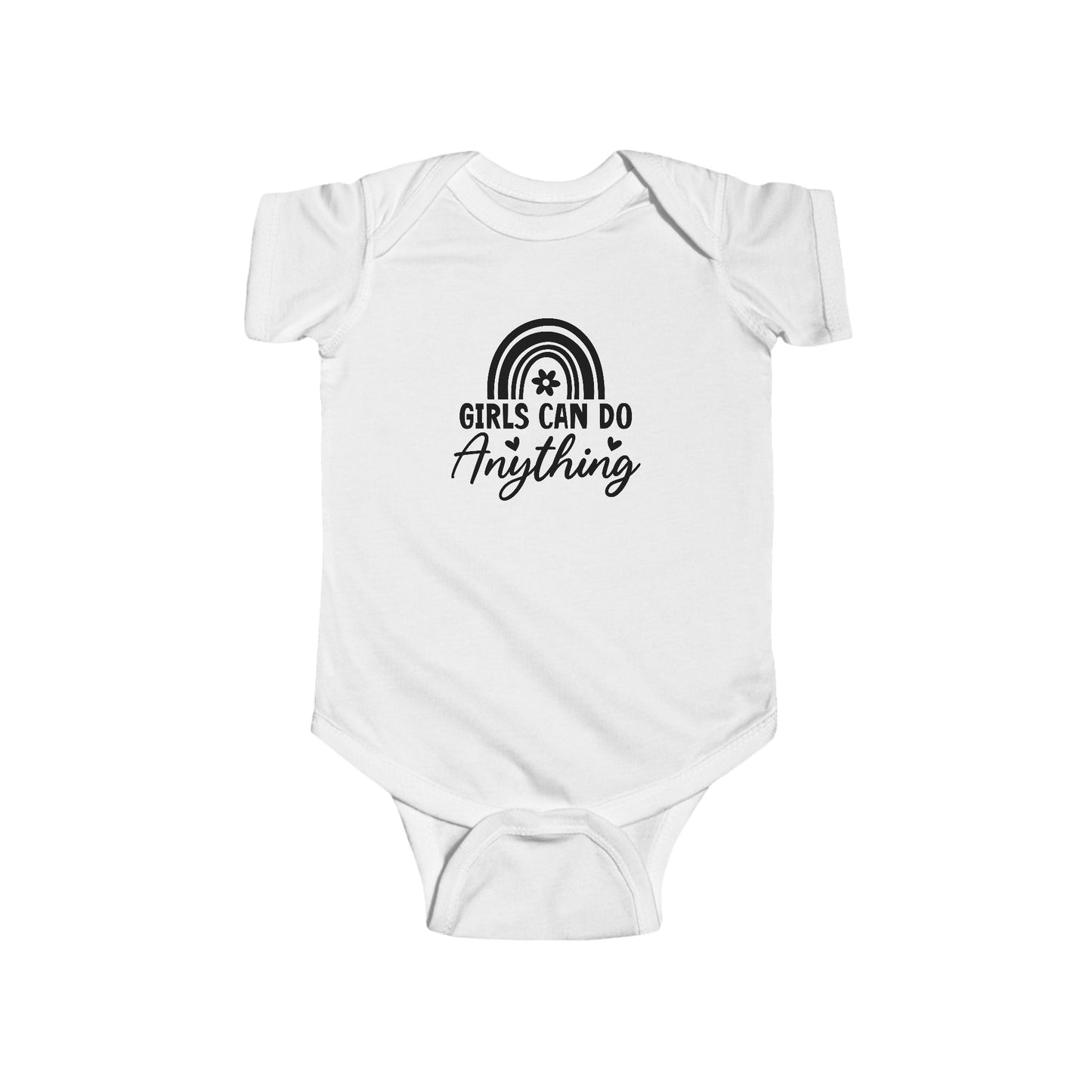 Girls Can Do Anything Infant Bodysuit — Empowering Baby Onesie with Rainbow Graphic