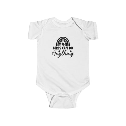 Girls Can Do Anything Infant Bodysuit — Empowering Baby Onesie with Rainbow Graphic
