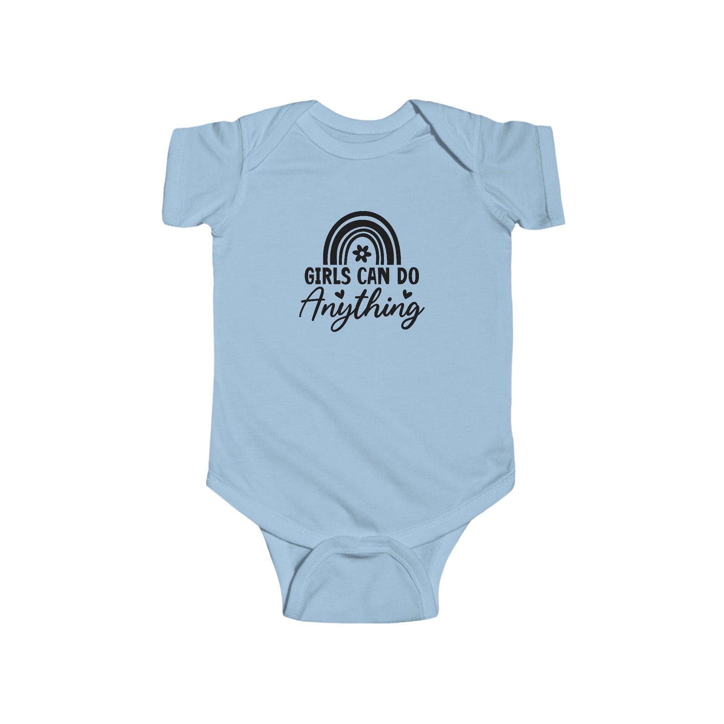Girls Can Do Anything Infant Bodysuit — Empowering Baby Onesie with Rainbow Graphic