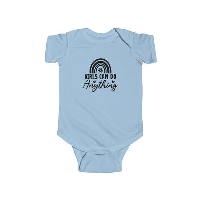 Girls Can Do Anything Infant Bodysuit — Empowering Baby Onesie with Rainbow Graphic