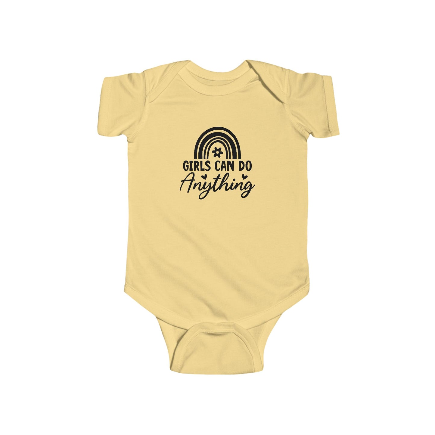 Girls Can Do Anything Infant Bodysuit — Empowering Baby Onesie with Rainbow Graphic