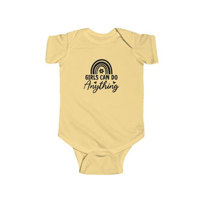 Girls Can Do Anything Infant Bodysuit — Empowering Baby Onesie with Rainbow Graphic