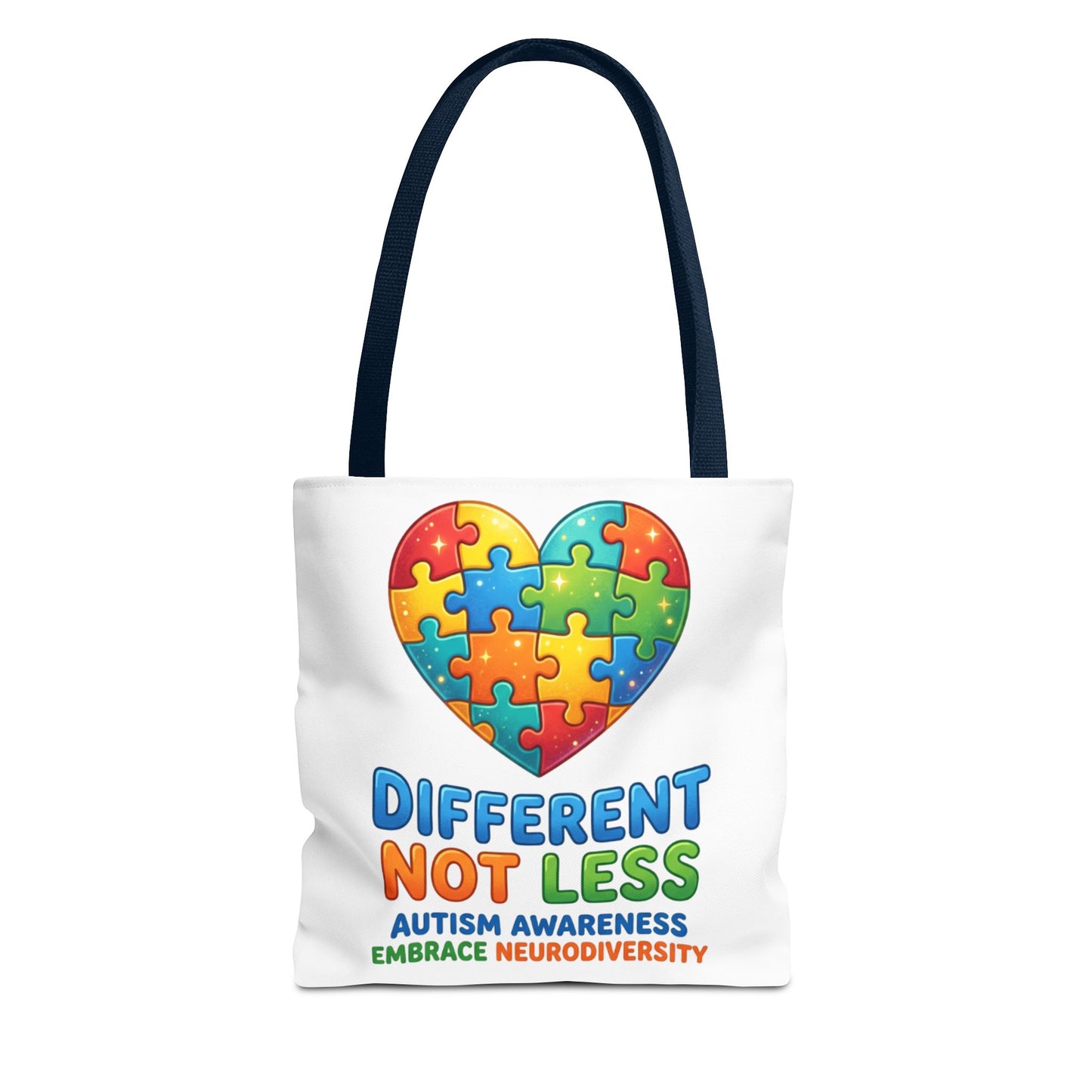 Autism Awareness Tote — "Different Not Less" Puzzle Heart
