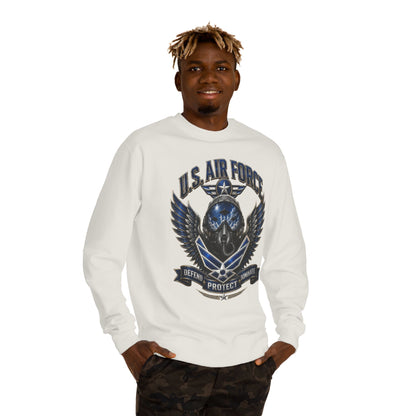 U.S. Air Force Skull Crewneck Sweatshirt — Defend Protect Dominate Tactical Pullover