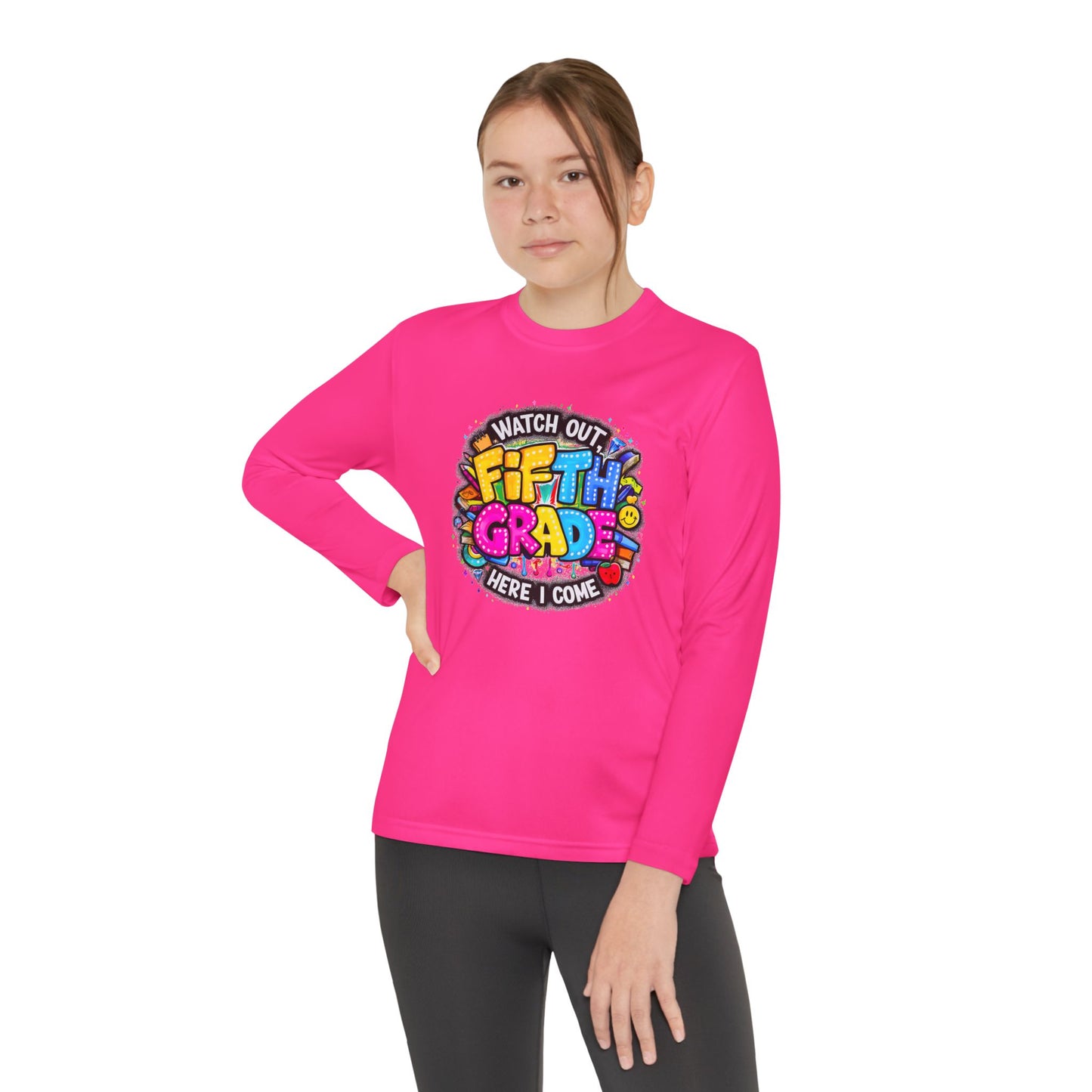 Fifth Grade T-Shirt — "Watch Out! Here I Come" Youth Long Sleeve