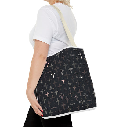 Cross Pattern Tote Bag — Faith & Grace Religious All-Over Print Tote