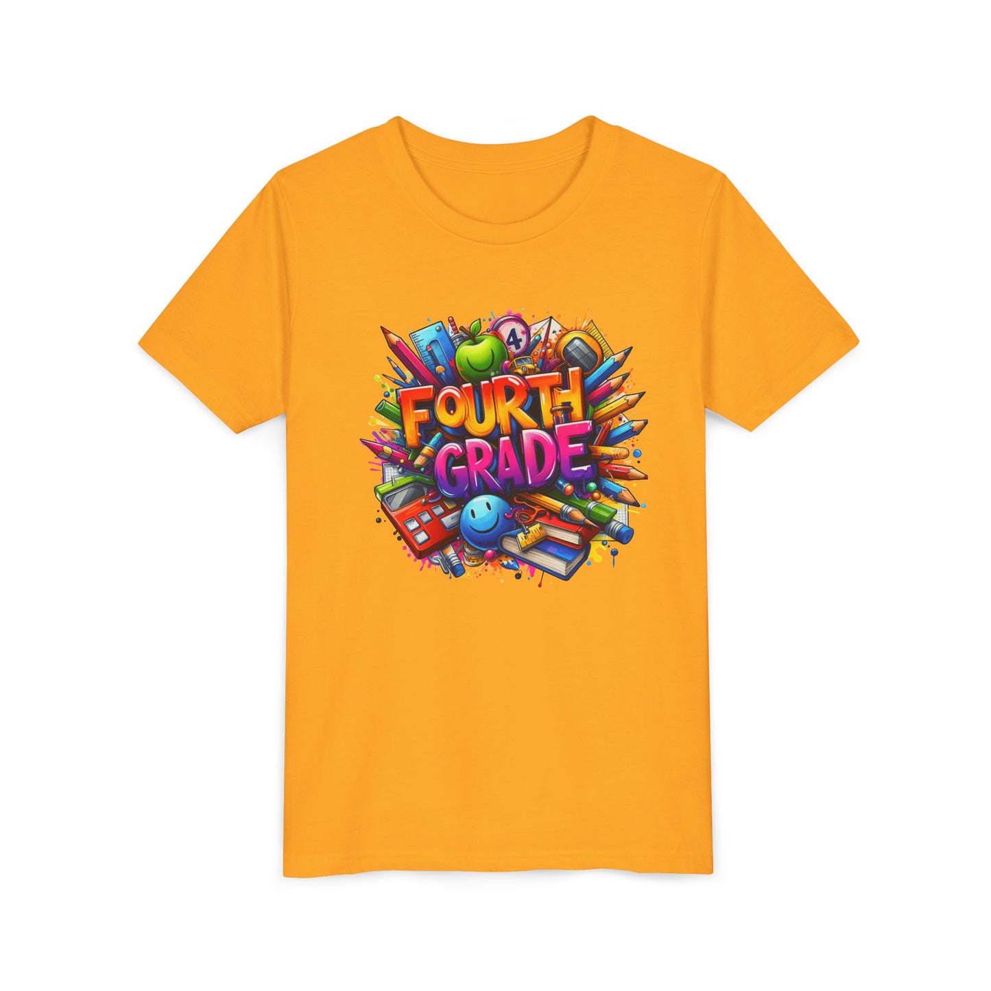 Fourth Grade Youth T‑Shirt – Colorful School Supplies Back to School Tee