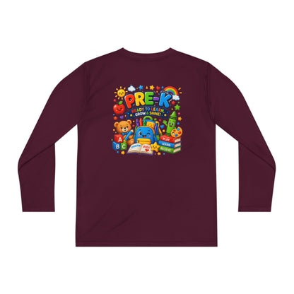 PRE-K Kids Long Sleeve Tee — Back-to-School Preschool Shirt ("Ready to Learn, Grow & Shine")
