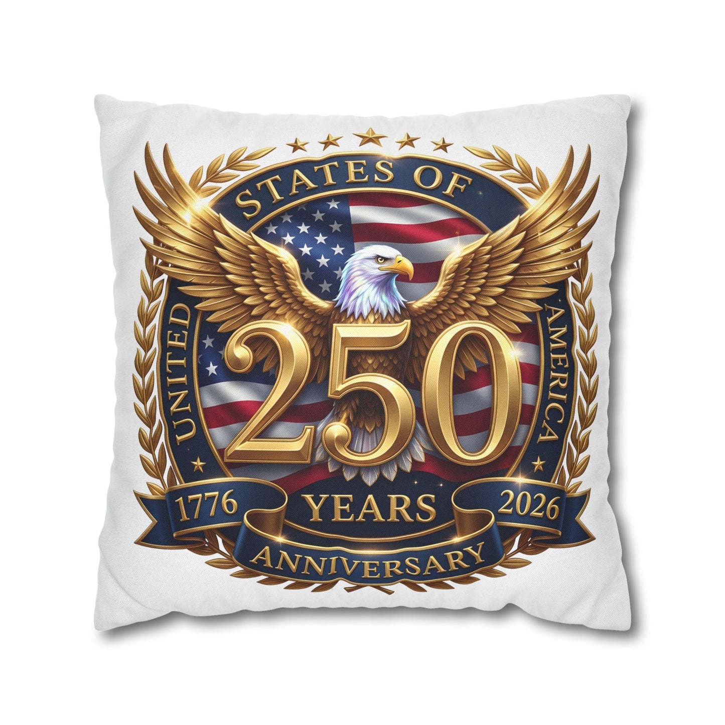 250th USA Anniversary Pillowcase – Patriotic Eagle 1776–2026 Decorative Throw Pillow Cover