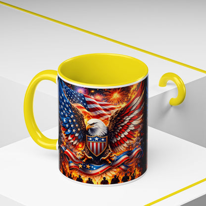 Patriotic Eagle Coffee Mug — American Flag Bald Eagle Accent Mug (11/15oz)