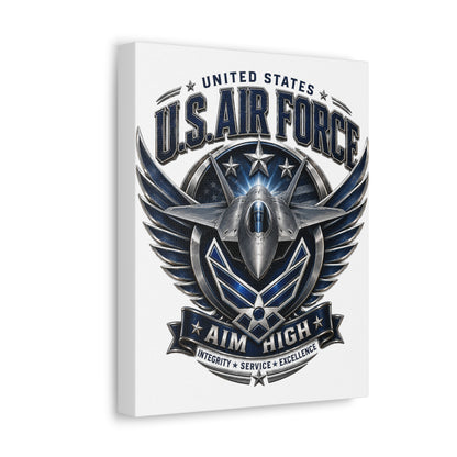 U.S. Air Force 'Aim High' Canvas – Military Jet Emblem Wall Art