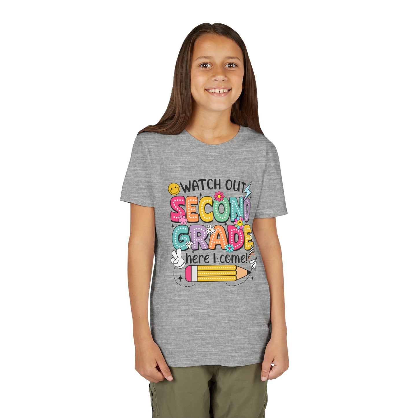 Second Grade Kids T‑Shirt – "Watch Out Second Grade Here I Come" Back‑to‑School Tee