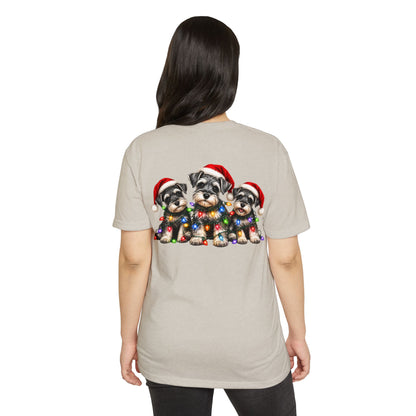 Christmas Schnauzer Puppies T-Shirt – Cute Santa Hat Dog Holiday Tee
