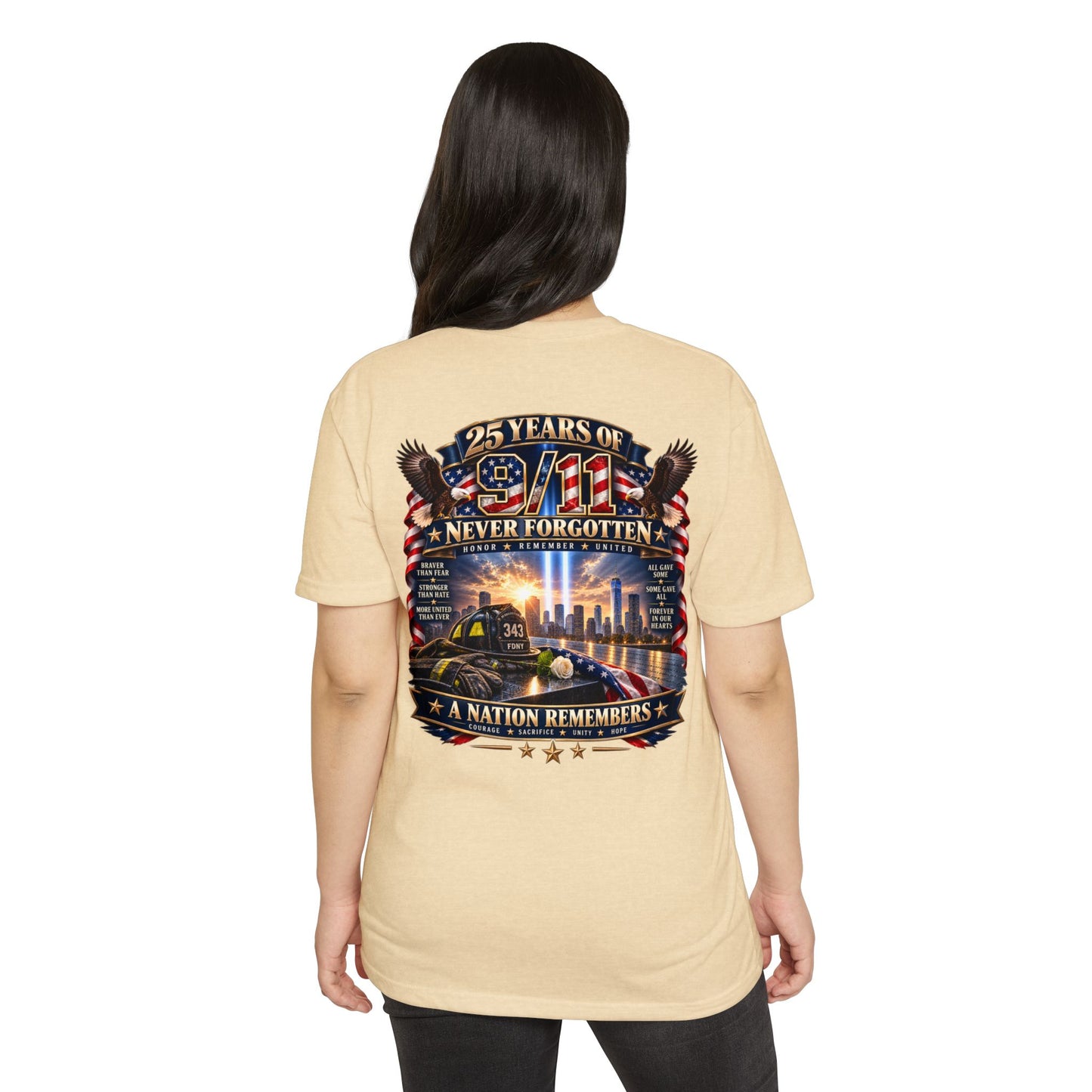 9/11 Memorial T-Shirt – "25 Years of 9/11 Never Forgotten" Tribute Tee