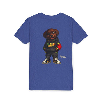Youth Tee — Cute Puppy 'Black History' Graphic Shirt