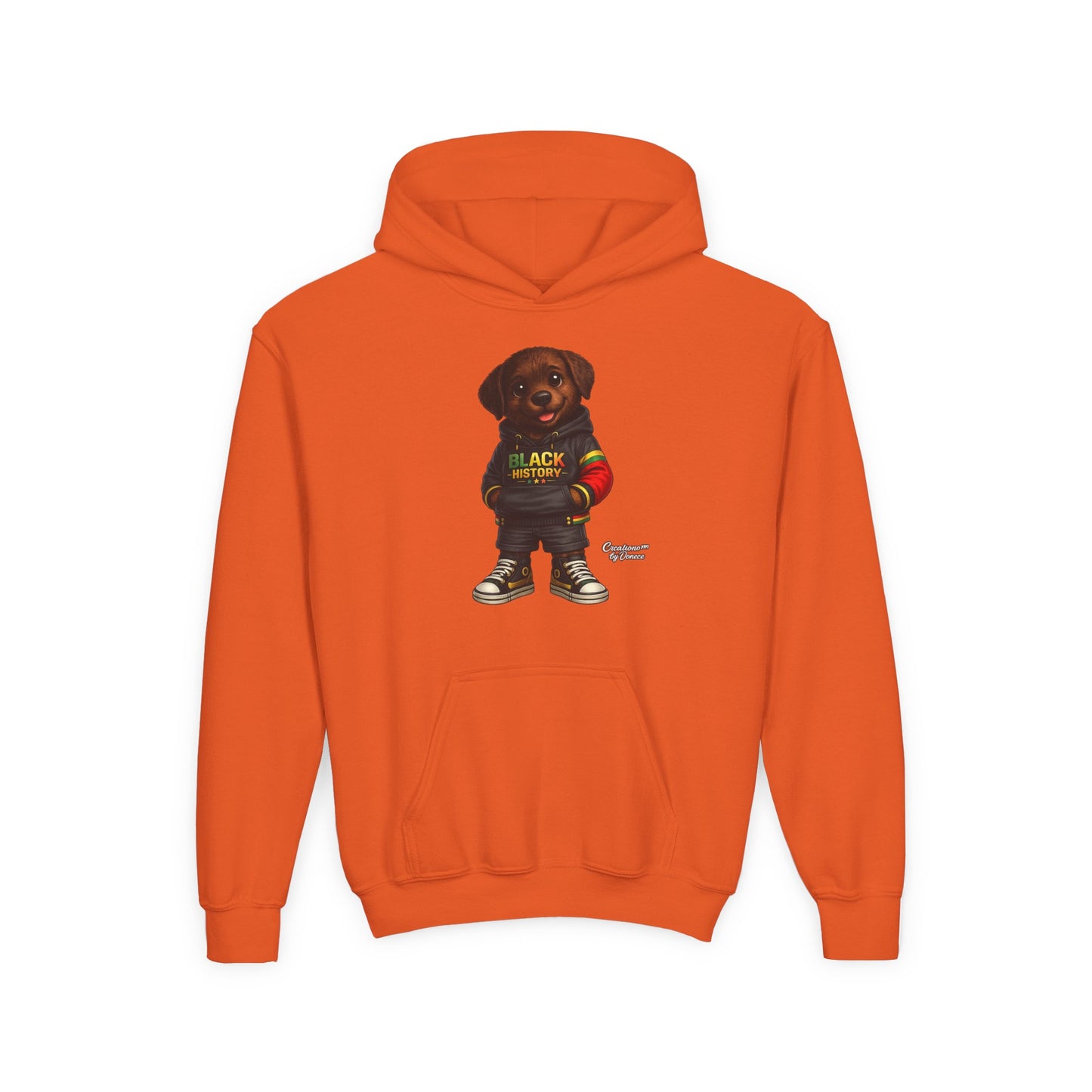 Youth Hoodie - Cute Rottweiler Puppy 'Black History' Graphic Sweatshirt for Kids