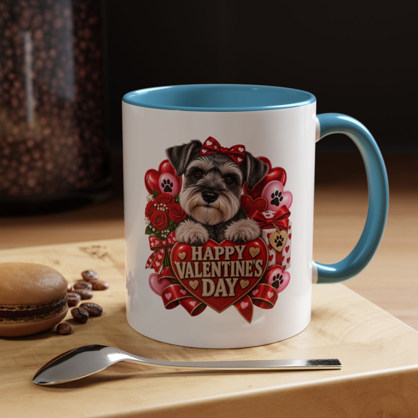 Valentine’s Day Dog Coffee Mug — "Happy Valentine’s Day" Accent Mug