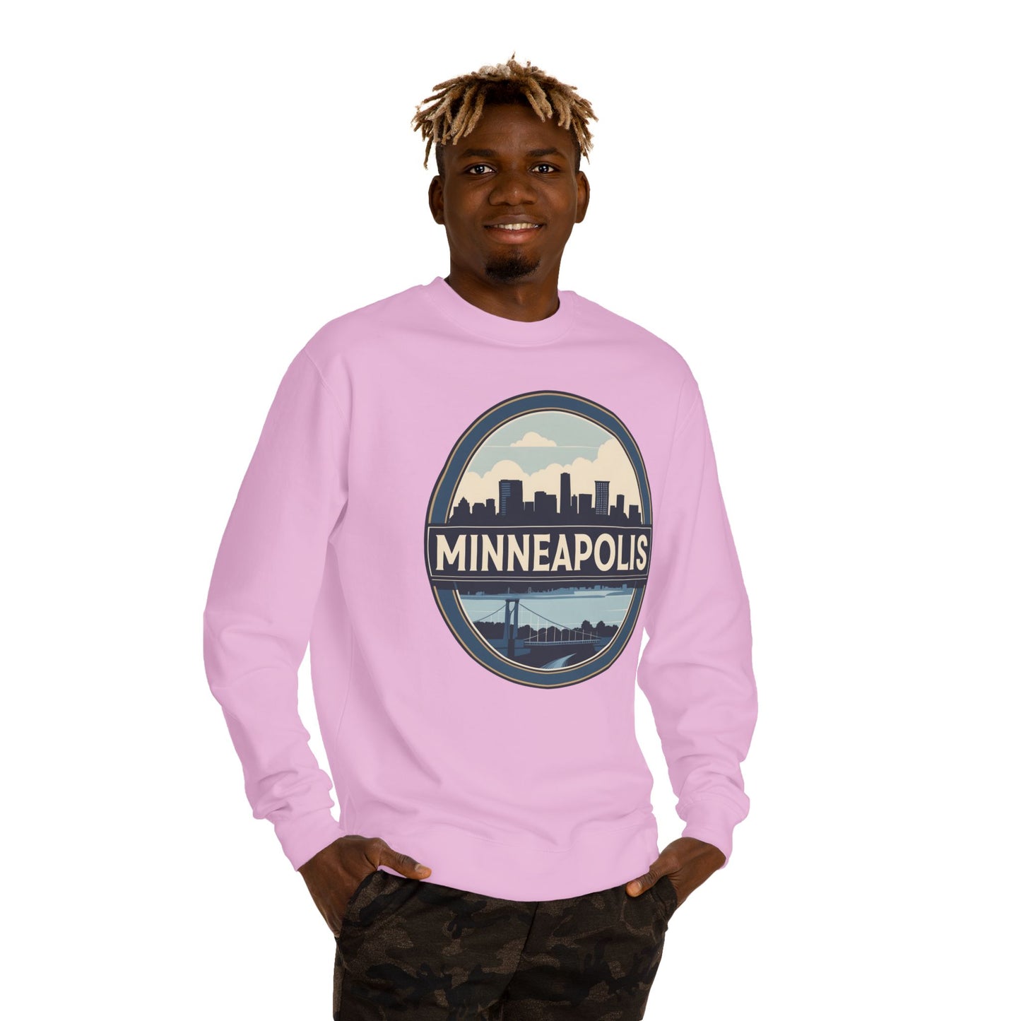 Minneapolis Skyline Crewneck Sweatshirt — Vintage Cityscape Design