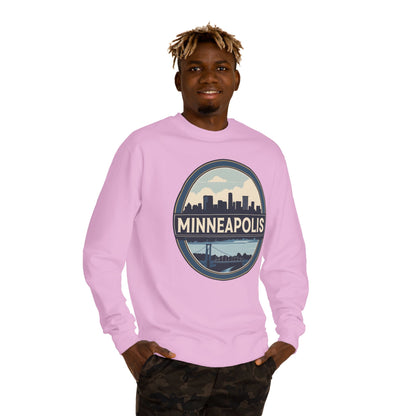 Minneapolis Skyline Crewneck Sweatshirt — Vintage Cityscape Design