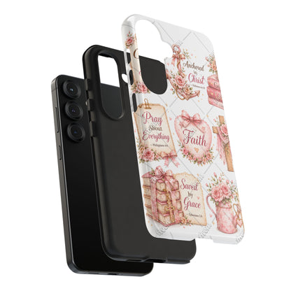 Faith Floral Phone Case – Christian Inspirational Scripture iPhone Cover (Choose Joy, Pray, Faith)