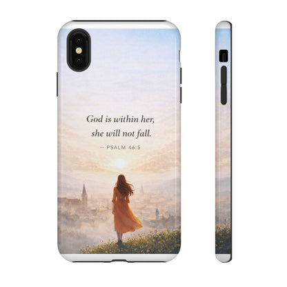 Inspirational Psalm 46:5 Phone Case — 'God is within her, she will not fall' Christian Phone Cover