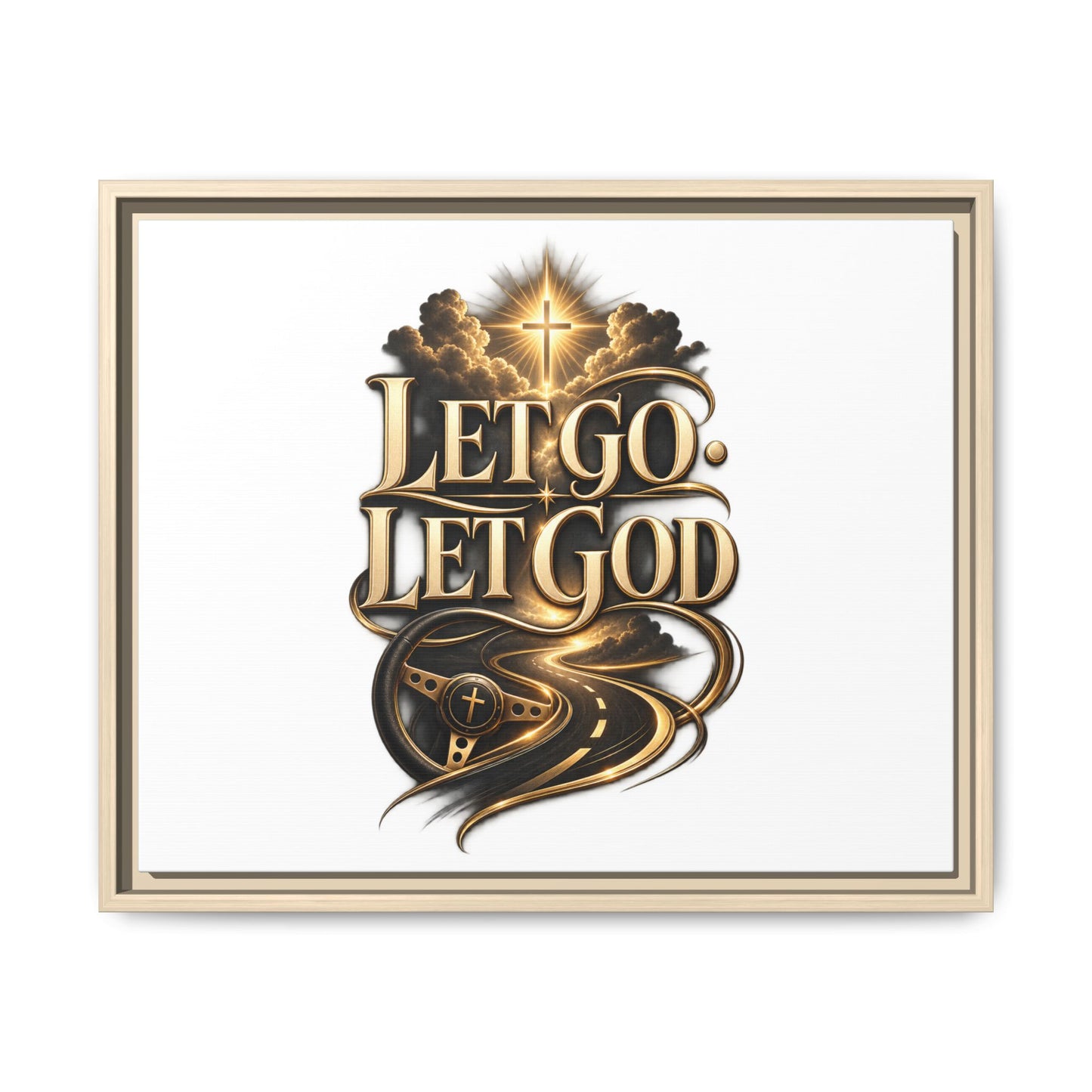 Let Go, Let God Framed Canvas Wall Art — Inspirational Christian Decor