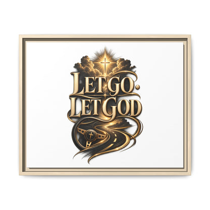 Let Go, Let God Framed Canvas Wall Art — Inspirational Christian Decor